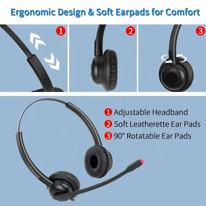 office telephone headset for call center with microphone