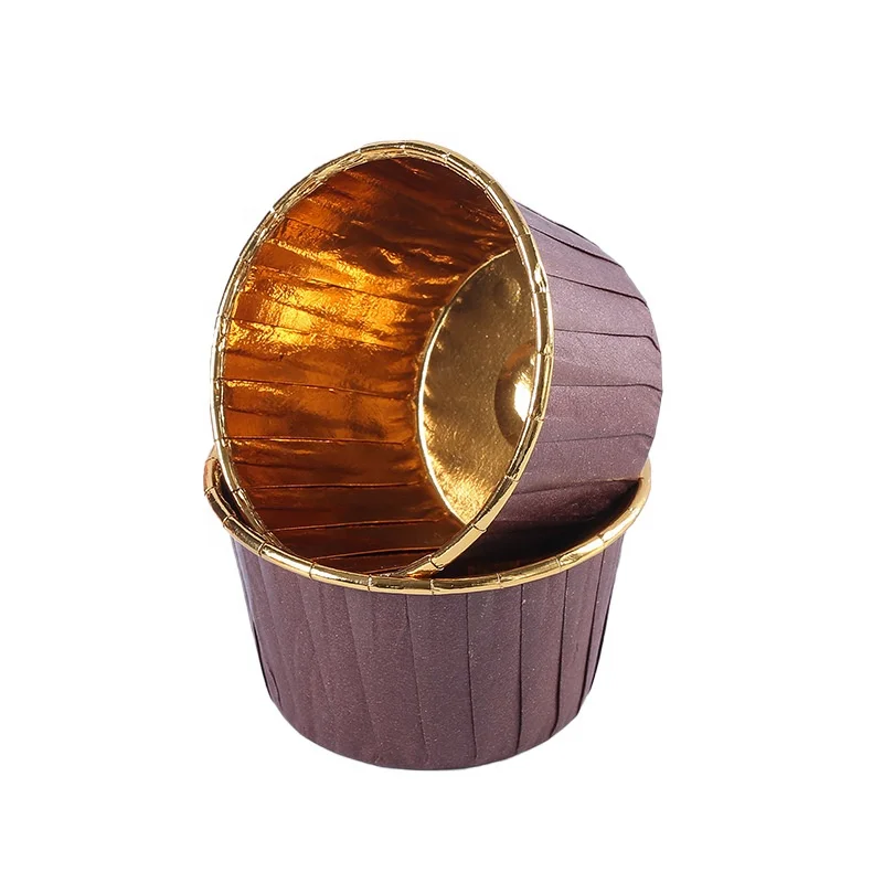 Manufacture Metallic Curled Baking Paper cup Coated high-temperature Aluminum Foil Cupcake liners For Party