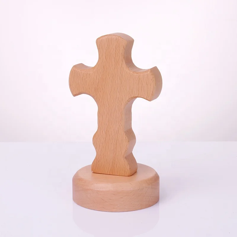 Customization Gift Wooden Crosses Crafts Solid Wood Crosses with Stand for Centerpieces Decor