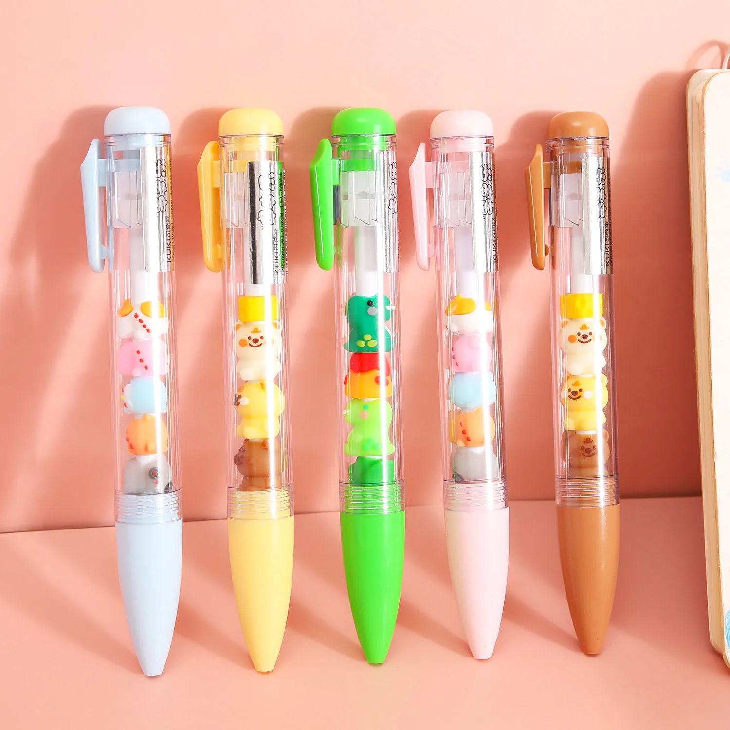 DIY children gel pen rubber Cartoon cute bear dinosaur astronaut Charm string bead kawaii pen for kids gift items