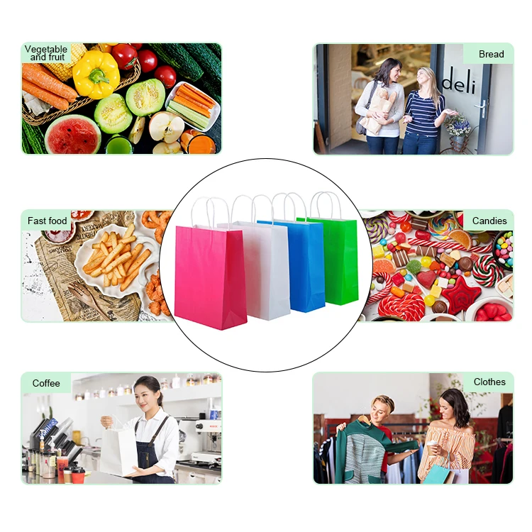 Recycled customized design kraft baking packaging toast bread paper bag for bakery cake food take away milk tea coffee