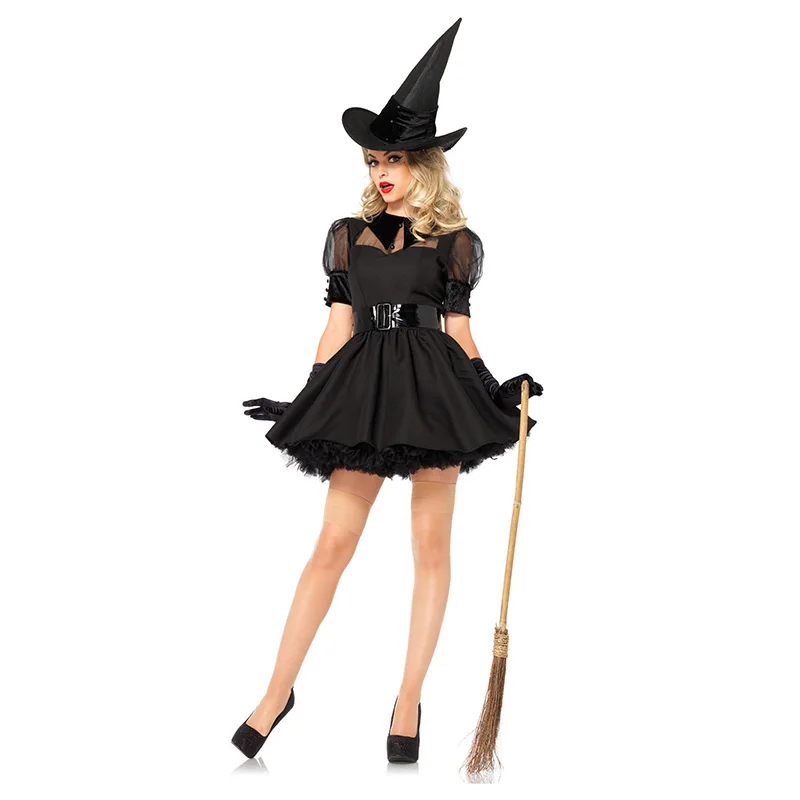 Factory hot sale black sexy adult women wicked devil witch costume