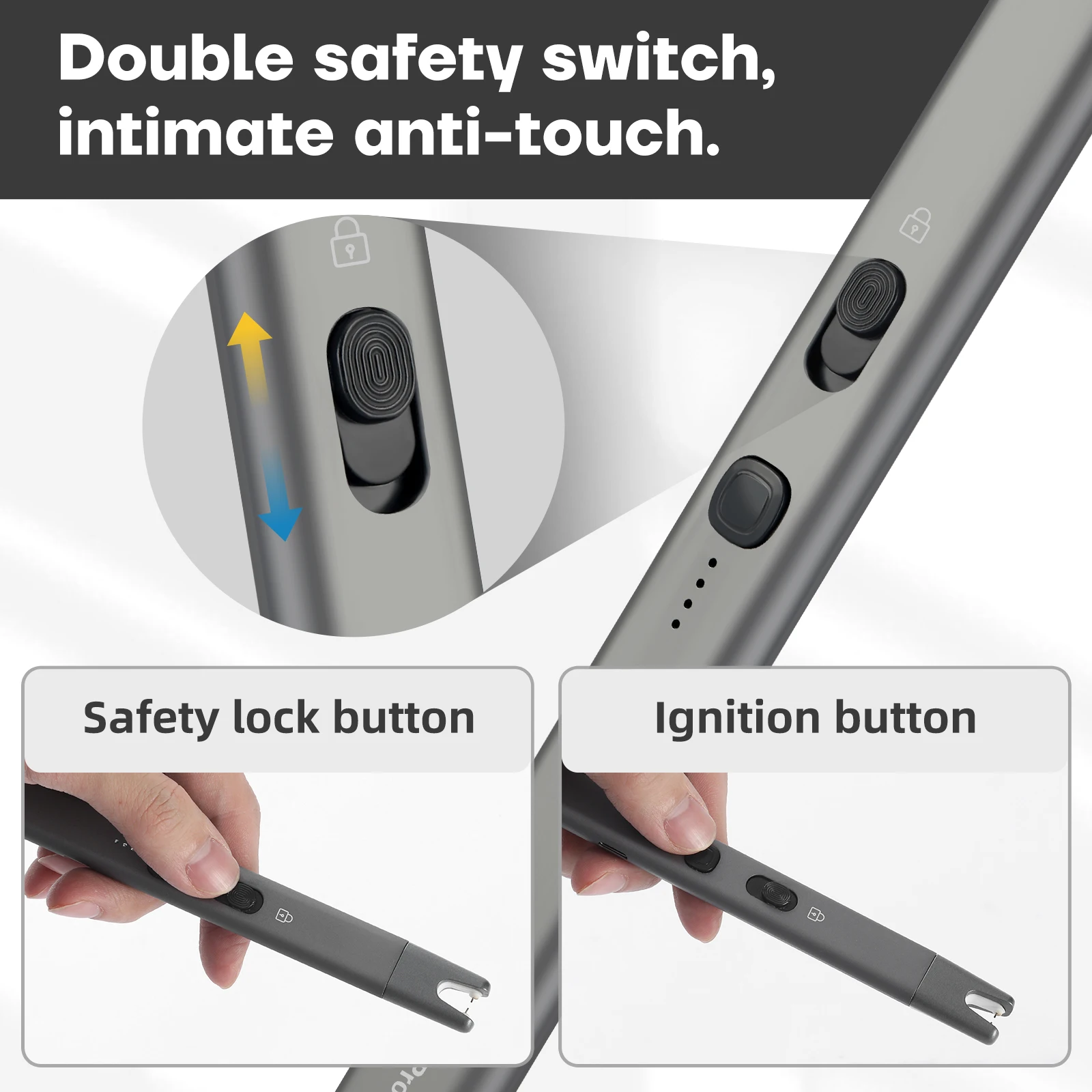Protap Plasma Ignition Pen Rechargeable Lighter Windproof Flameless Kitchen Lighters Extended Handle for Candle