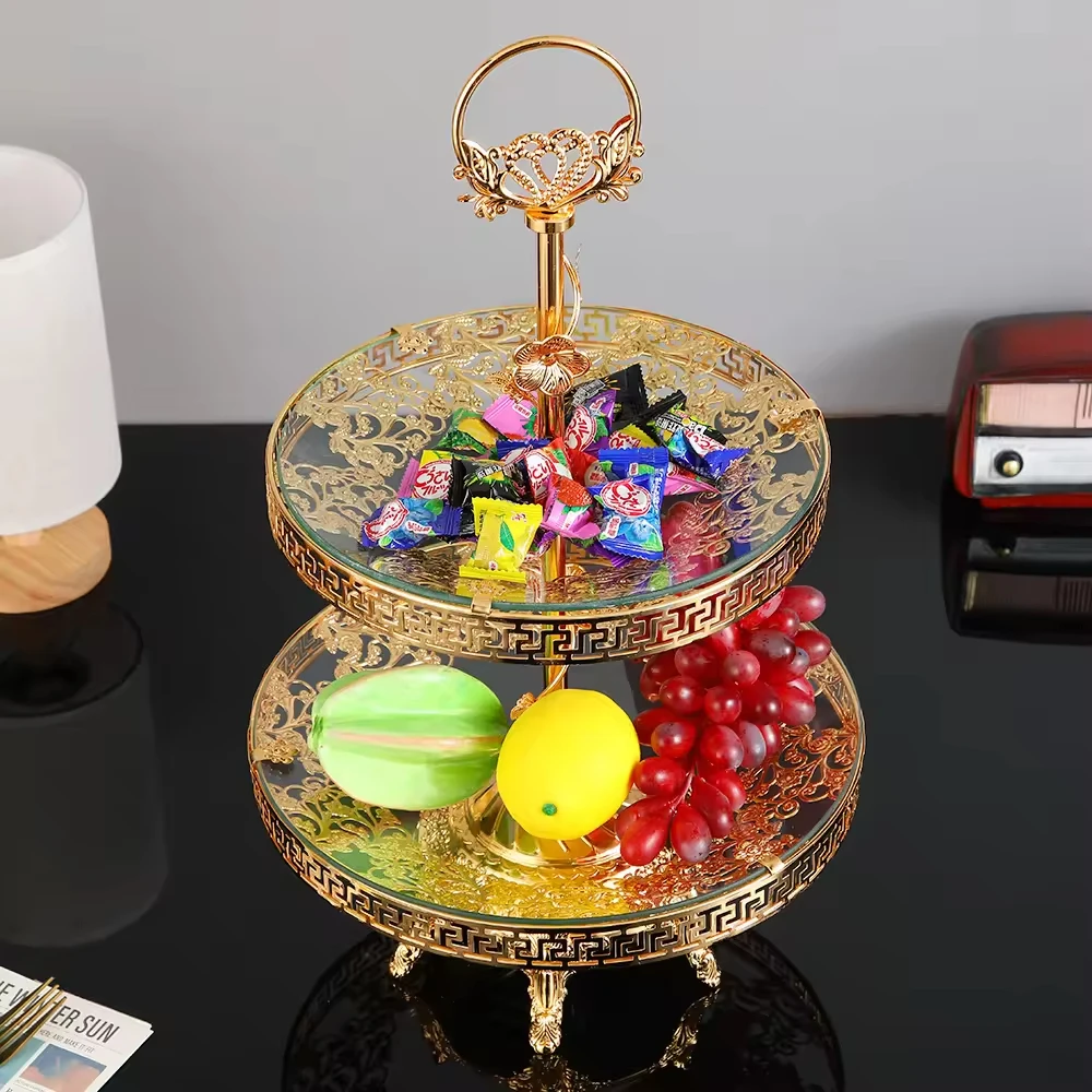 Golden Classical Light Luxury Multi-layer Fruit Tray Business Hall Snacks Dried Fruit Tray Exquisite Design Crafts