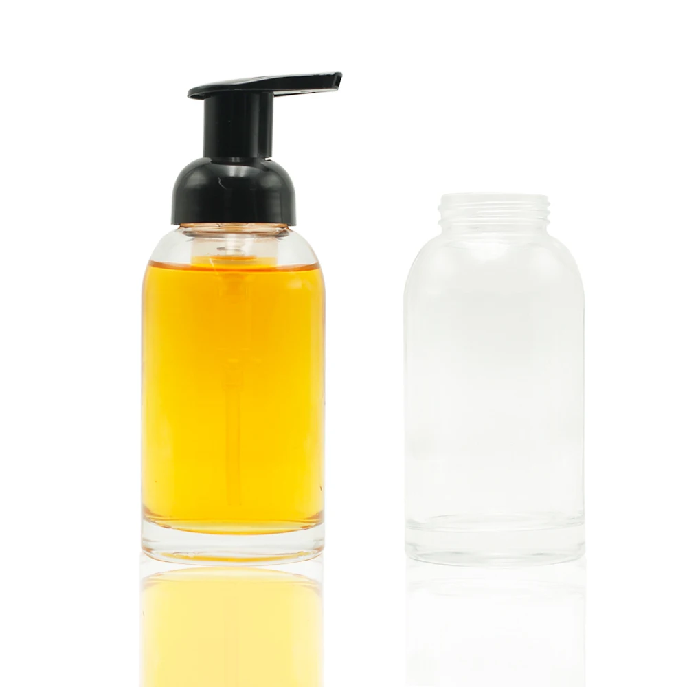 Новый прозрачный круглый стеклянный диспенсер 250 мл, бутылки с насосом для мыла и пены, бутылки для пены