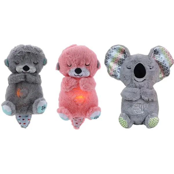 Stock breathing teddy bear super soft multi colors plush otter toy 30cm breathing otter sleeping otter