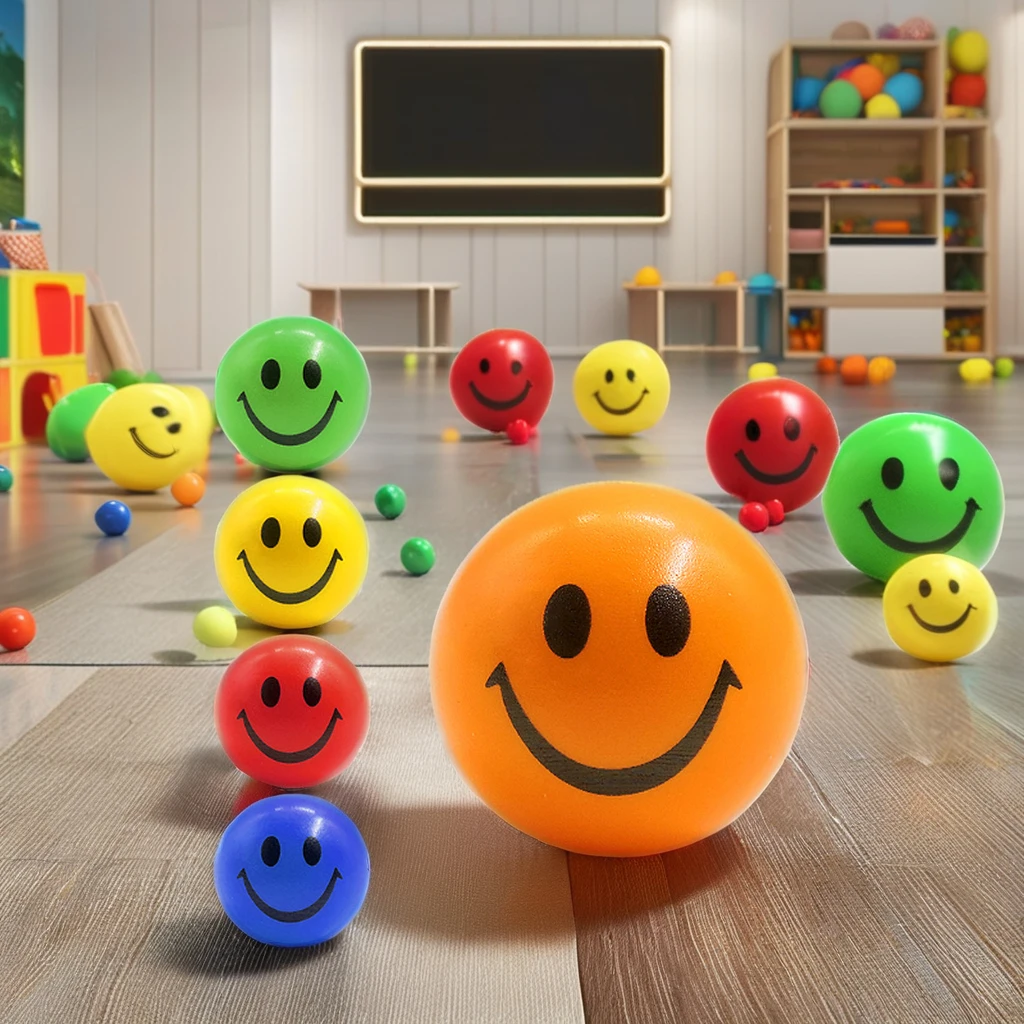 High Quality Funny PU Anti-Stress Smiley Ball 5.5cm round Soft Toy for Outdoor Use Printed with Custom Logo Made from Rubber TPR