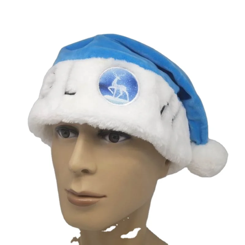 Customized logo high quality christmas santa hat with pom-pom