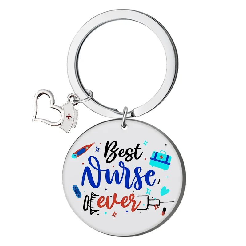 Wholesale Custom Nurse Keychain Gifts Syringe Thermometer Stethoscope Doctor Nurse Stainless Steel Metal Keychain