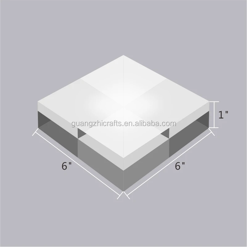 6X6X1 дюймовый акриловый дисплей кубический твердый блок дисплея