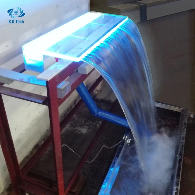 High Quality ABS Water Cascade Waterfall Curtain Customized With LED Light Acrylic Pool Waterfall
