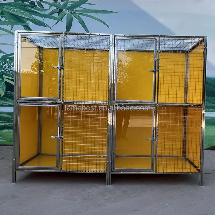 Stainless steel Raised floor kennels Double stack kennels Heavy Duty Dog Enclosure