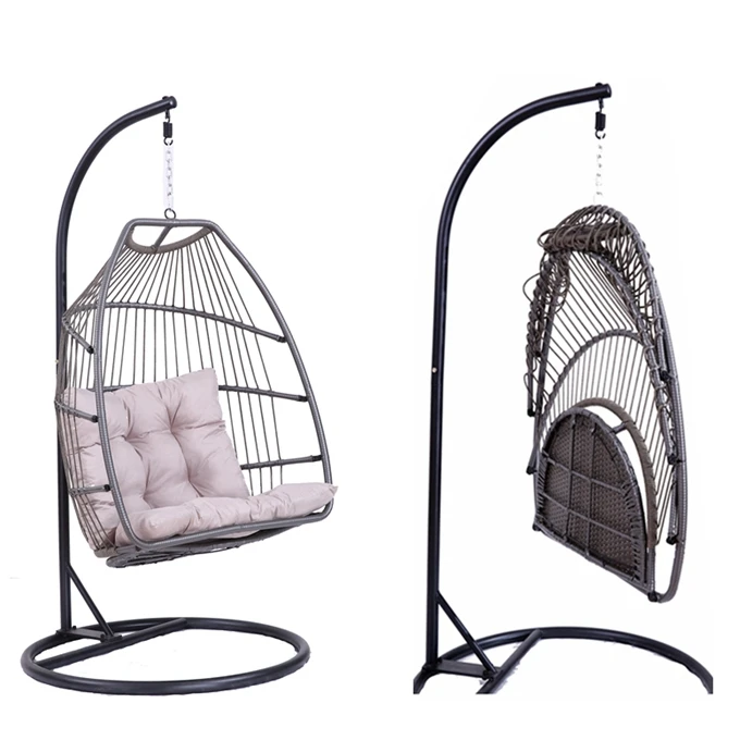 Manufacturers direct sale outdoor furniture patio swing egg chair folding hanging chair Rattan Egg chair