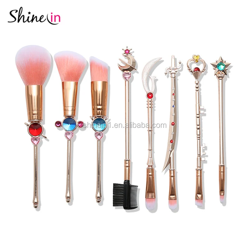 Popular Telescopic Adjustable Cosmetic Brushes Tools Sailor Moon Cartoon Foundation Brush Metallic Retractable Makeup Brush