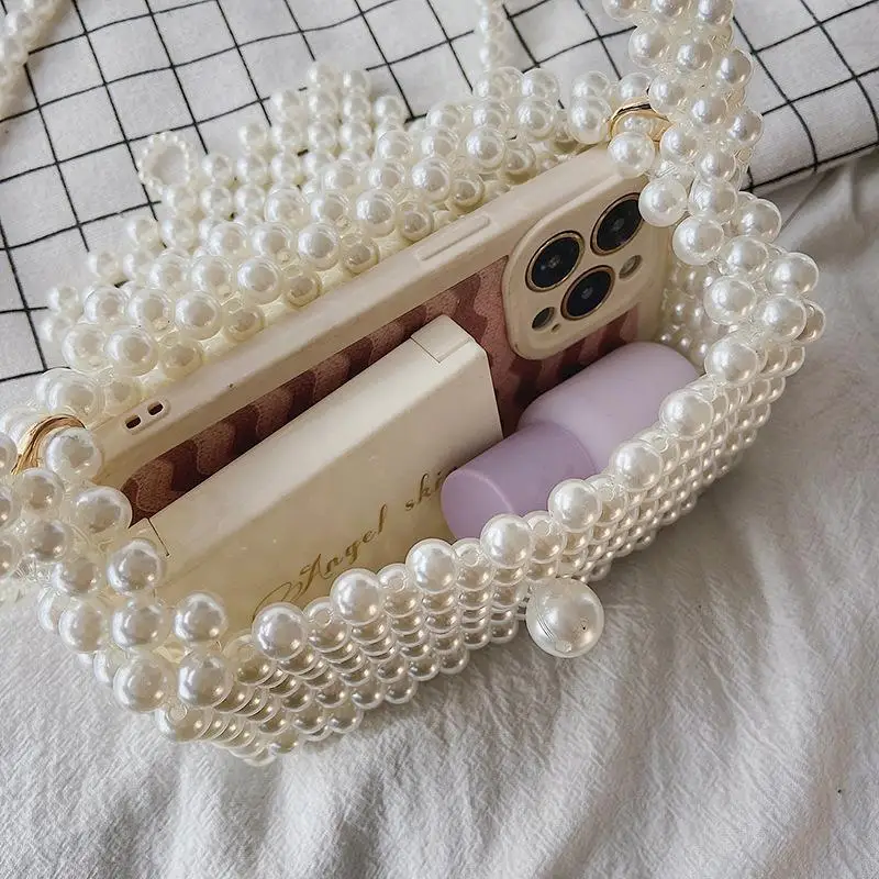 Handmade Woven Beaded Pearl Bags For Women New Fashion Niche Design Single Shoulder Messenger Bag for women