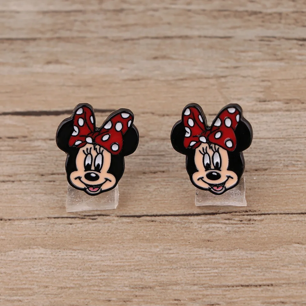 ODM cartoon bulk metal teddy bear 100 pairs stud soft enamel anime cartoon enamel earrings
