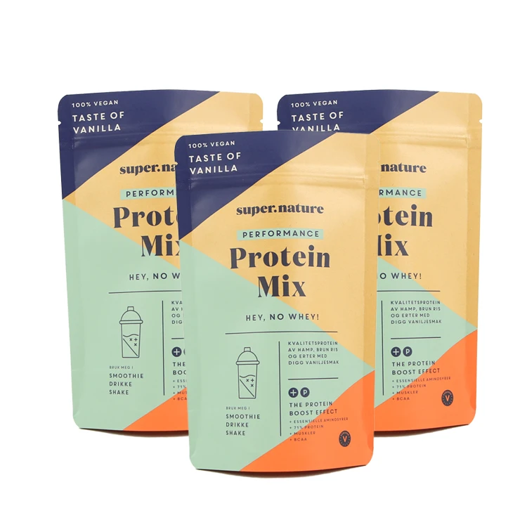 Stand up pouch zip lock biodegradable kraft paper bag