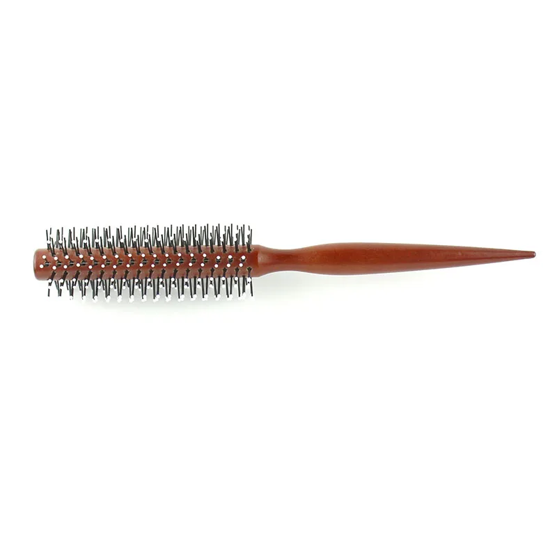 Factory direct sales hairdressing curly hair comb bristles curly hair brush natural wooden round comb household curling comb