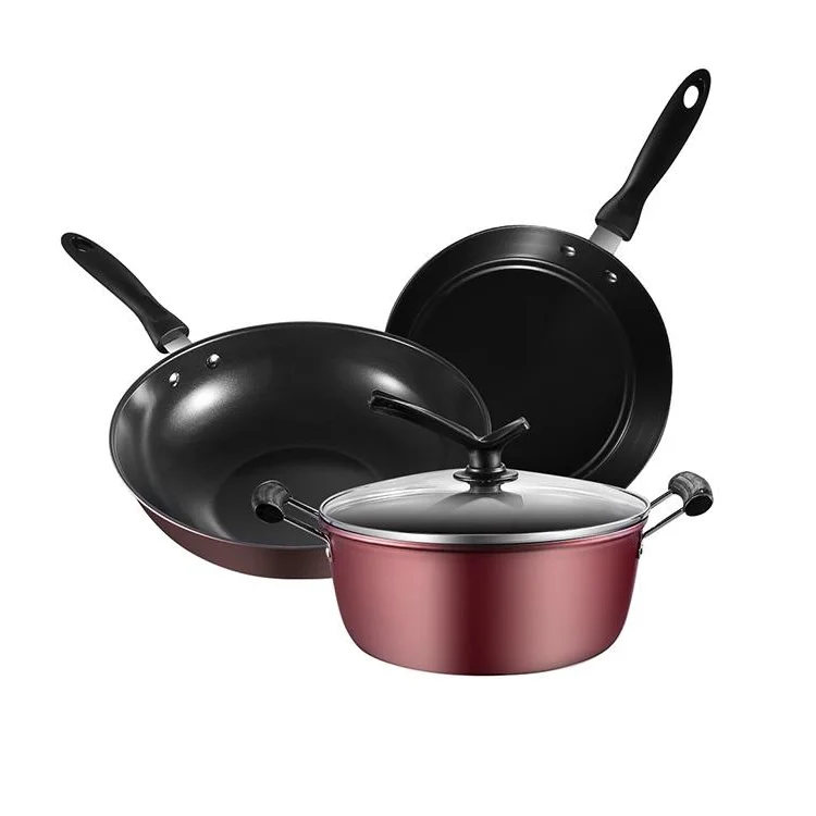 Home multi-function stainless cookware set 3 pcs iron nonstick kitchen pot set