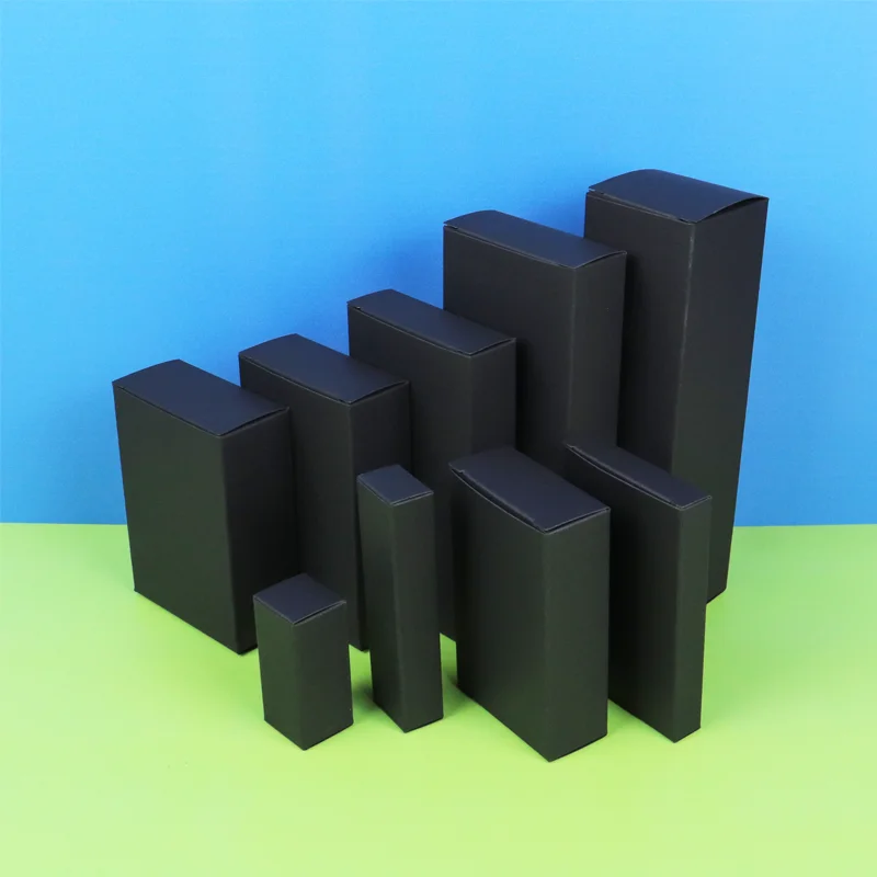 customized eco friendly products recycled materials black foldable top tuck gift creative packaging cardboard small paper box