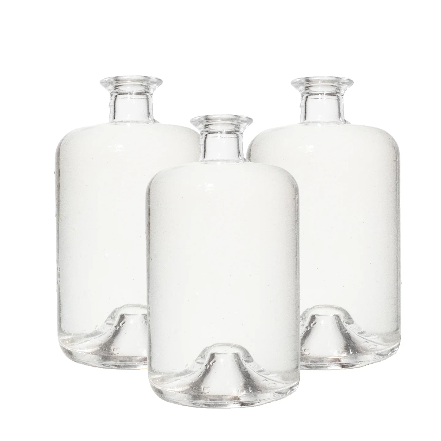 500ml 700ml 750ml round empty flint glass liquor wine gin Whisky Vodka tequila glass bottle with bottom recess