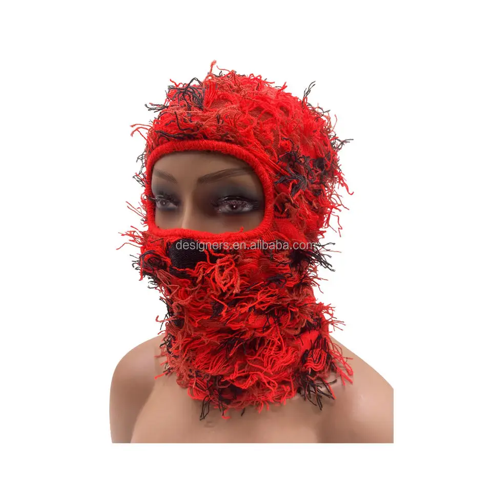 Wholesale knitted balaclava face Knit full face mask cover one hole design balaclava ski mask