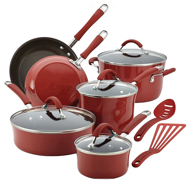 12 Pcs Non Stick Cooking Set Ceramic Cookware Set Cooking Pots Non-stick Cookware