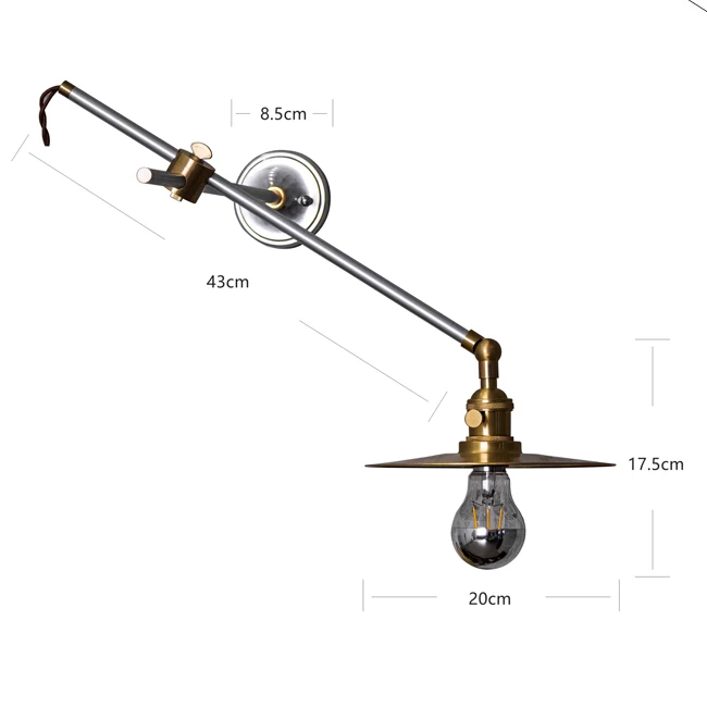 Nordic long arm simple modern creative mirror front bedside lamp corridor adjustable rotary telescopic wall lamp