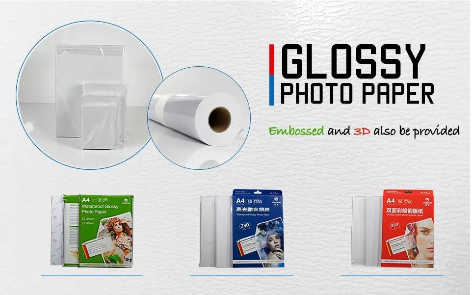 Cast coated Photo Paper Glossy 115gsm,135gsm,160gsm,180gsm,200gsm,230gsm,260gsm, A4, A3, 3R, 4R, 5R