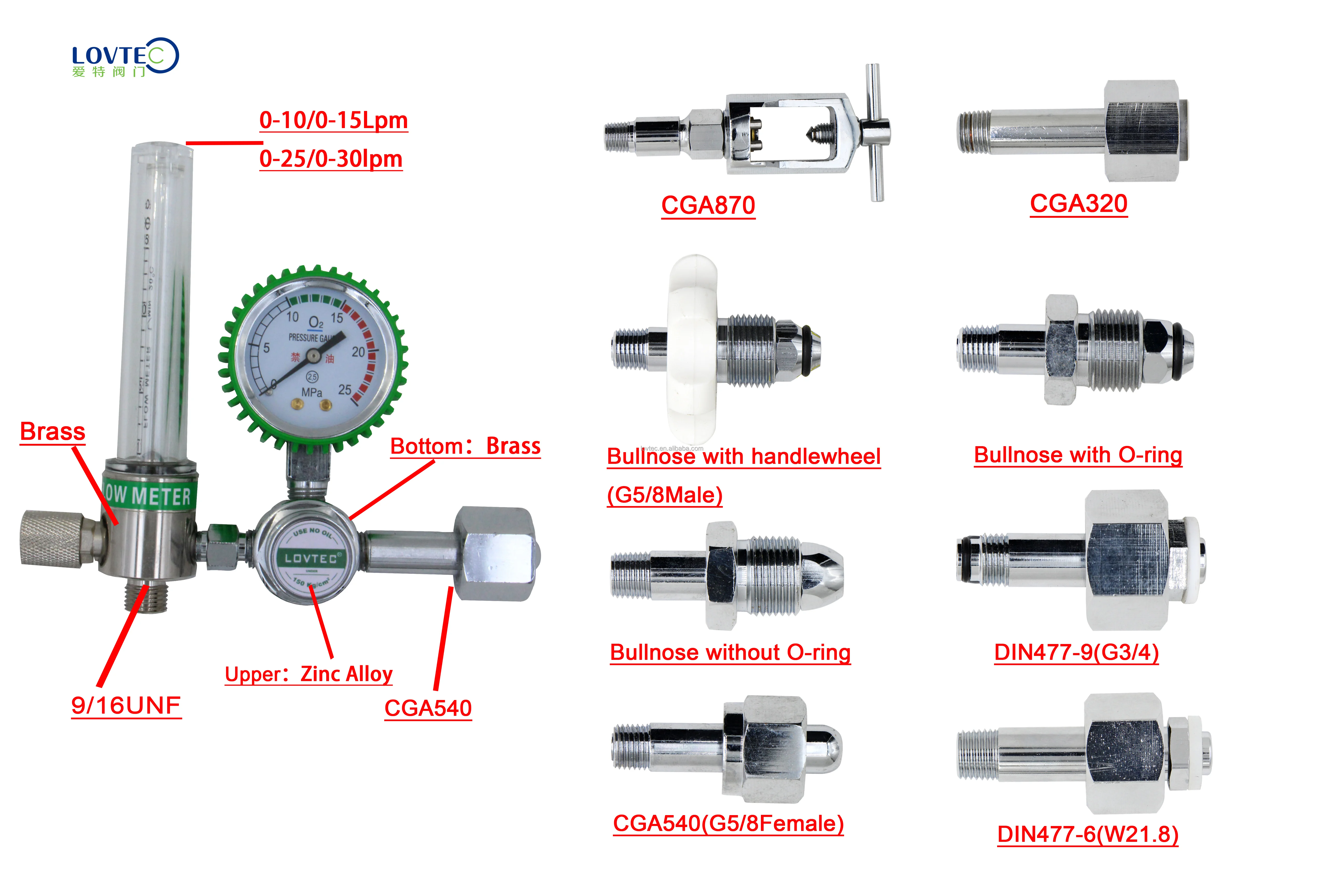 Lovtec Universal High Quality oxygen inhalator oxygen flowmeter regulator oxygen regulator with flowmeter