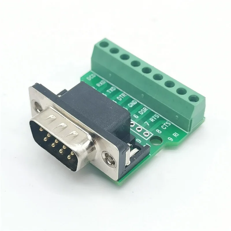 DB9-G1 D-Sub 9pin Solderless Connectors DB9 RS232 Serial to Terminal Male Adapter Connector Breakout Board Riveting