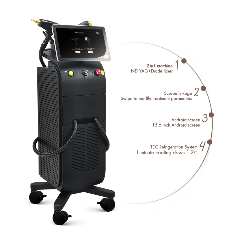Laser beauty equipment professional 755 808 1064 diode laser hair removal machine Nd yag q switched tattoo removal laser