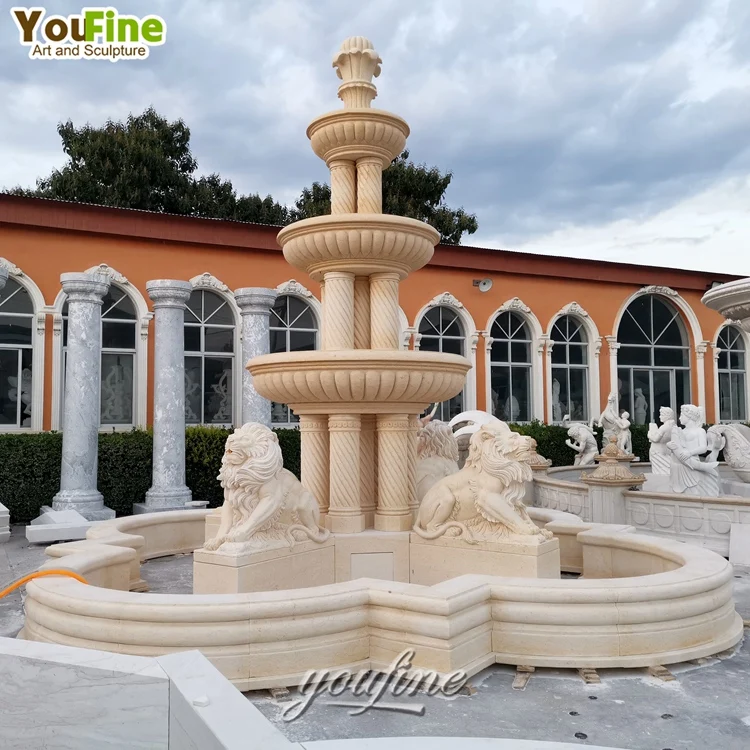 3 Tiers Outdoor White Stone Marble Garden Water Fountain