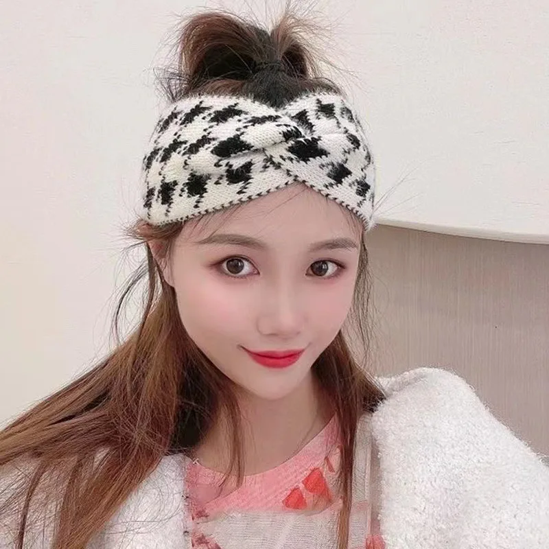 High Quality Large Plaid Knitted Elastic Hairbands Elegant Sports Headband for Women Wholesale Fashion Accessory