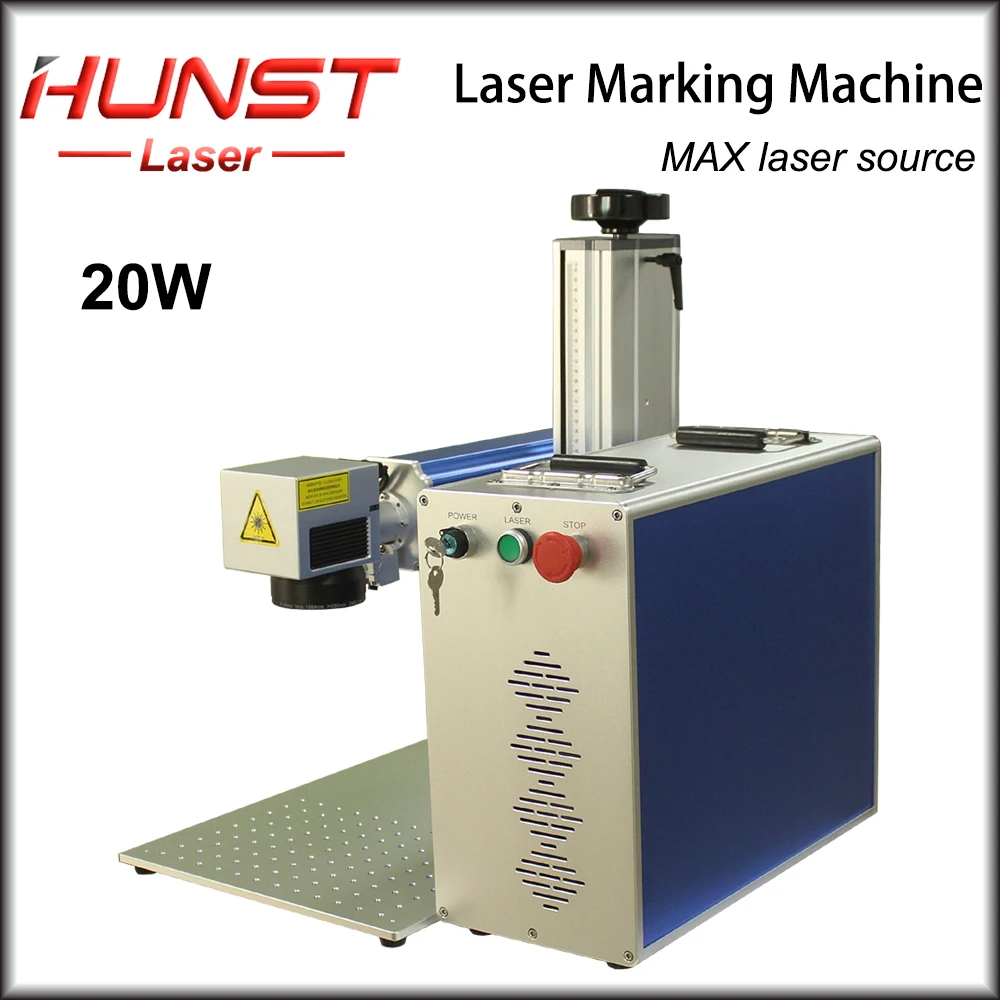 Hunst 20W 30W 50W Fiber Laser Marking Machine Raycus 100*100mm-300*300mm Working Area for DIY Marking Metal Stainless Steel
