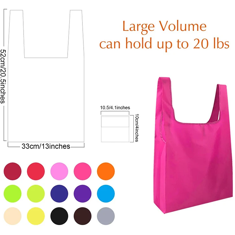 
Wholesale colorful reusable shopping 210D polyester biodegradable grocery bag 