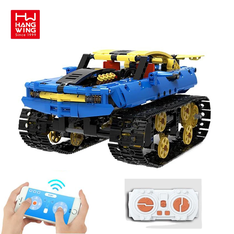 HW TOYS 572PCS dual remote control robot programming off-road racing car building blocks sets rc tank toys for kids