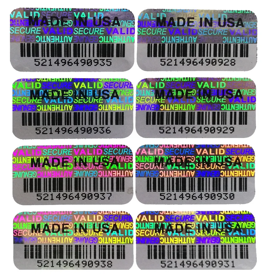 Barcode custom security warranty seal laser hologram authentication sticker label