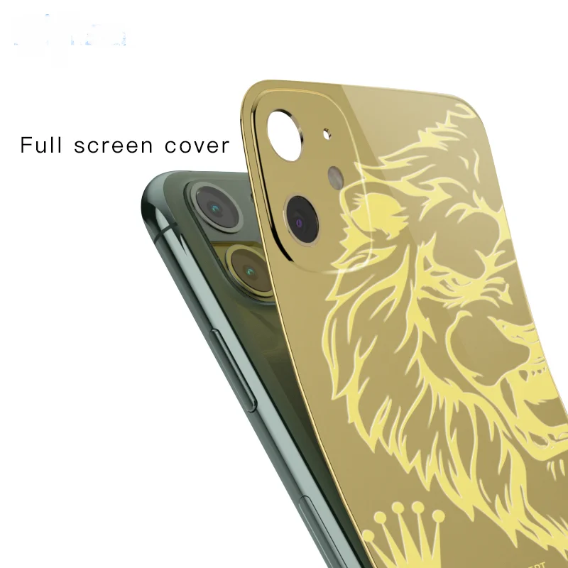 Cr PMMA 24KT Gold Mobile Phone Skin Sticker For iPhone 13 12 Pro Max Lens Screen Protector Gold Back Full Sticker Film