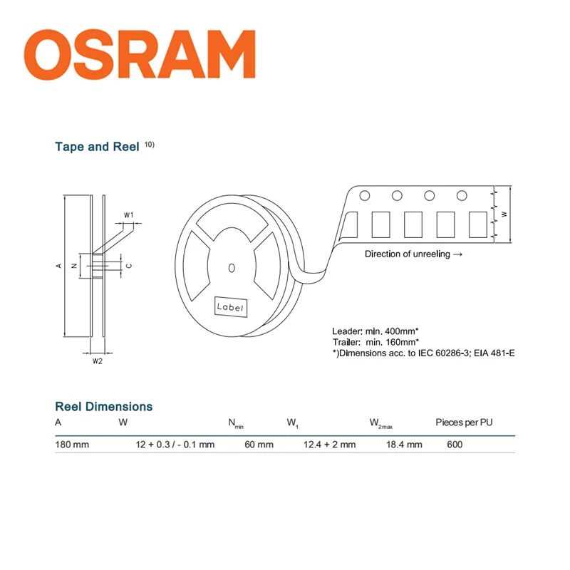 OSRAM светодиодный чип 3030 OSLON SSL 150 GW CSHPM1.EM 3V 3W высокая яркость оригинальный подлинный