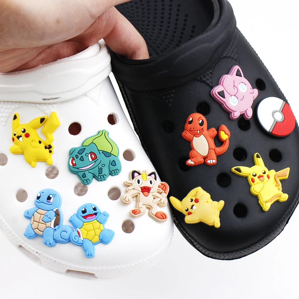 1Pcs PVC Shoe Buckle Accessories Pikachu DIY Cartoon Animals Shoes Decoration For Kids Shoes Charms Kids Party Gift