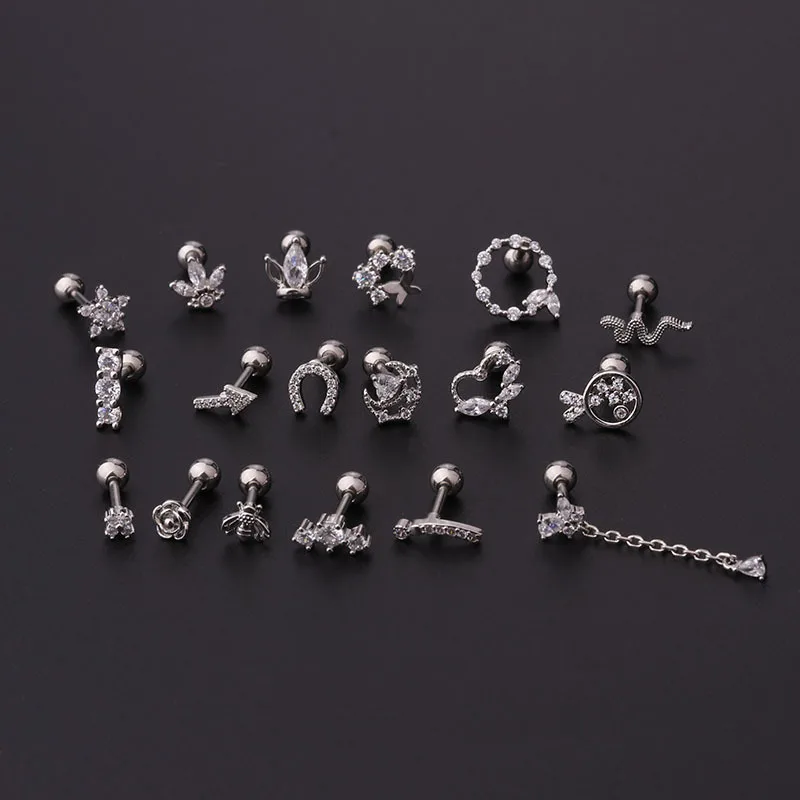 Fengshang Fashion Gold Silver Earring CZ Geometric Piercing Earring Jewelry Wholesale Designer Ear Stud Earrings For Women