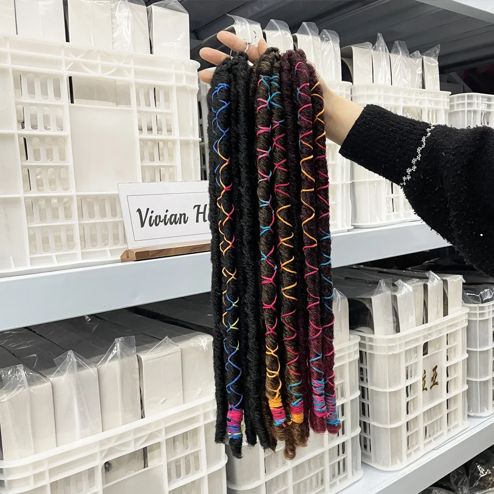 Vivian hair Wholesale Synthetic Crochet Hair Dreadlocks With Color Line Faux Locs Crochet Braid Hair Extensions Synthetic Braids