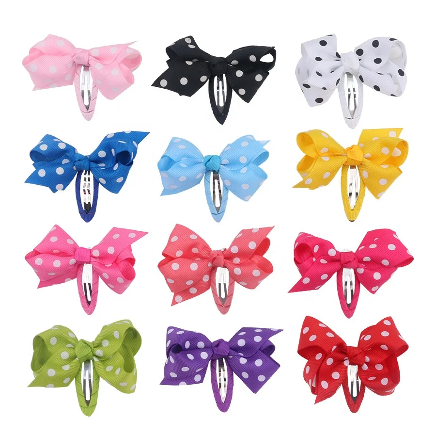 Ziming Kids Big Wing Spot Sewed Thread Ribbon Fabric Bow Knot Hair Clip Bobby Pin Cute Wrapped Hairpin