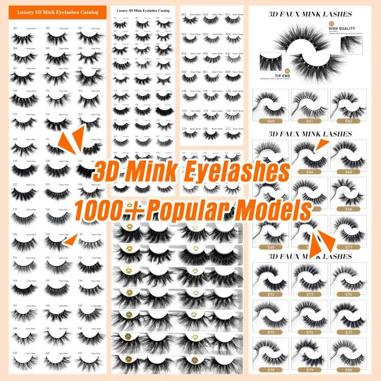 Wholesale Natural Full Strip Eyelashes Vendor 3D 5D Faux Mink Full Strip Fake Eyelashes Eye Lashes Custom Eyelash Case