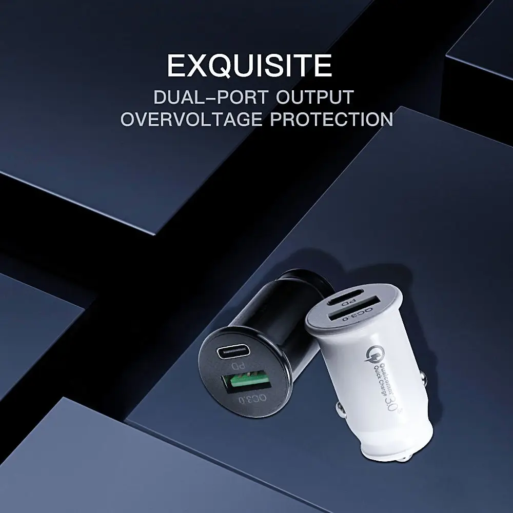  Новые товары быстрое зарядное устройство с двумя USB-портами автомобильное Type-C/USB быстрая зарядка 2