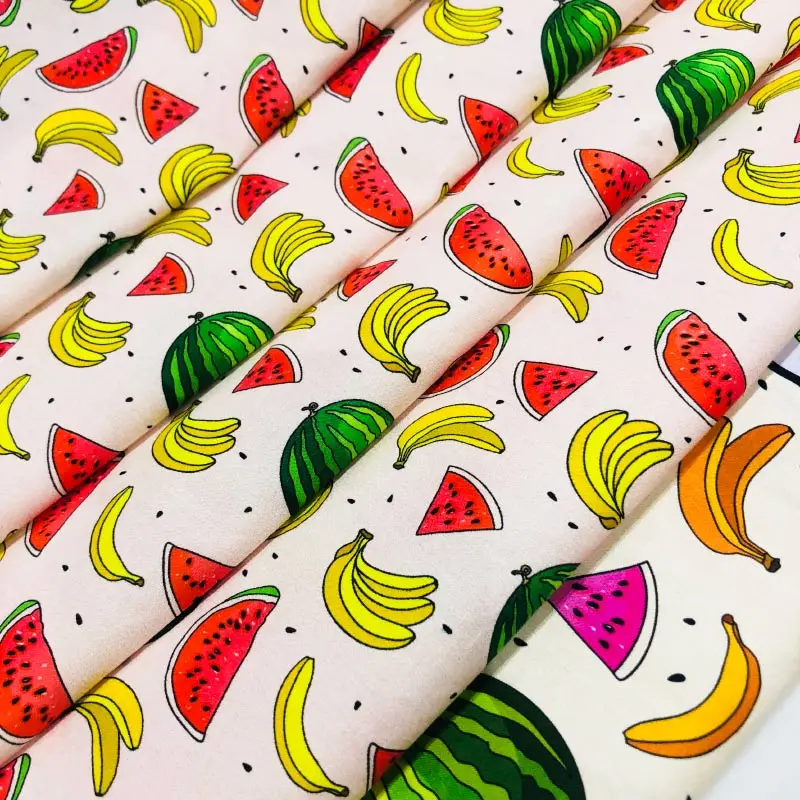 Hot selling watermelon banana Print 97% cotton 3% spandex custom digital printing poplin fabric for T-shirt