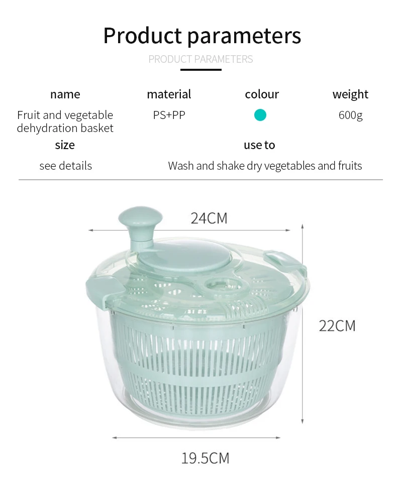 New Salad Dehydrator Manual Rotating Centrifugal Dehydration Tool Vegetable Fruit Cleaning Dehydrator Drain Basket Kitchen Tools