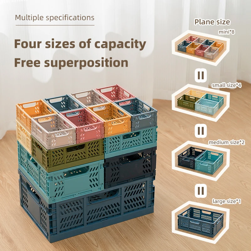 Shuxing Wholesale Mini foldable storage basket with lid multi functional plastic stacked desktop storage box organizer office