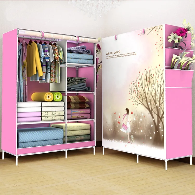 Portable assembled non-woven fabric wardrobe lightweight folding cupboard clothes wardrobe